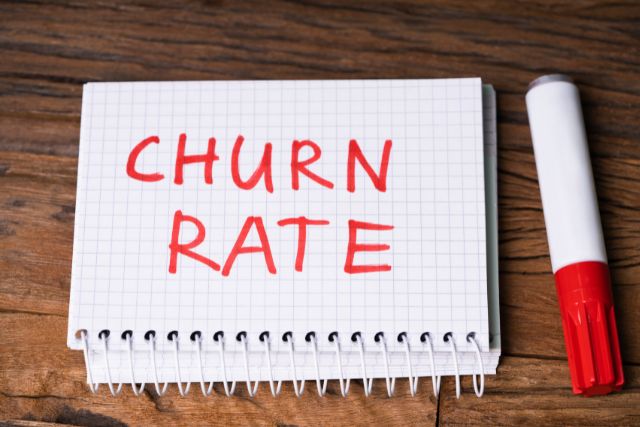 Churn risk list showing clients who have not returned